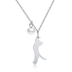 925 Sterling Silver Cute Kitten Cat Pendant Necklace