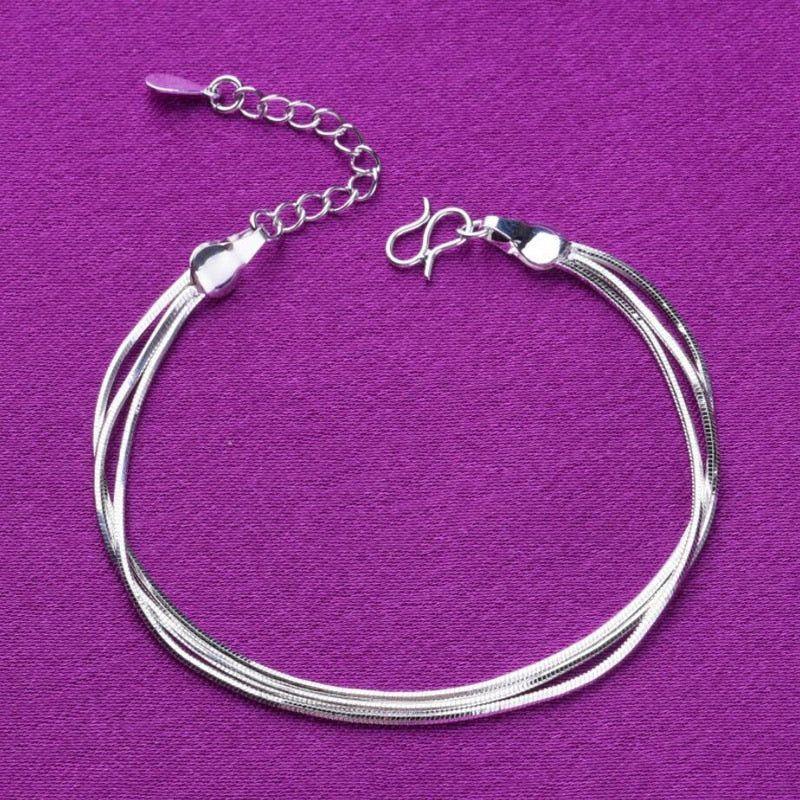 925 Sterling Silver Double Layer Anklet