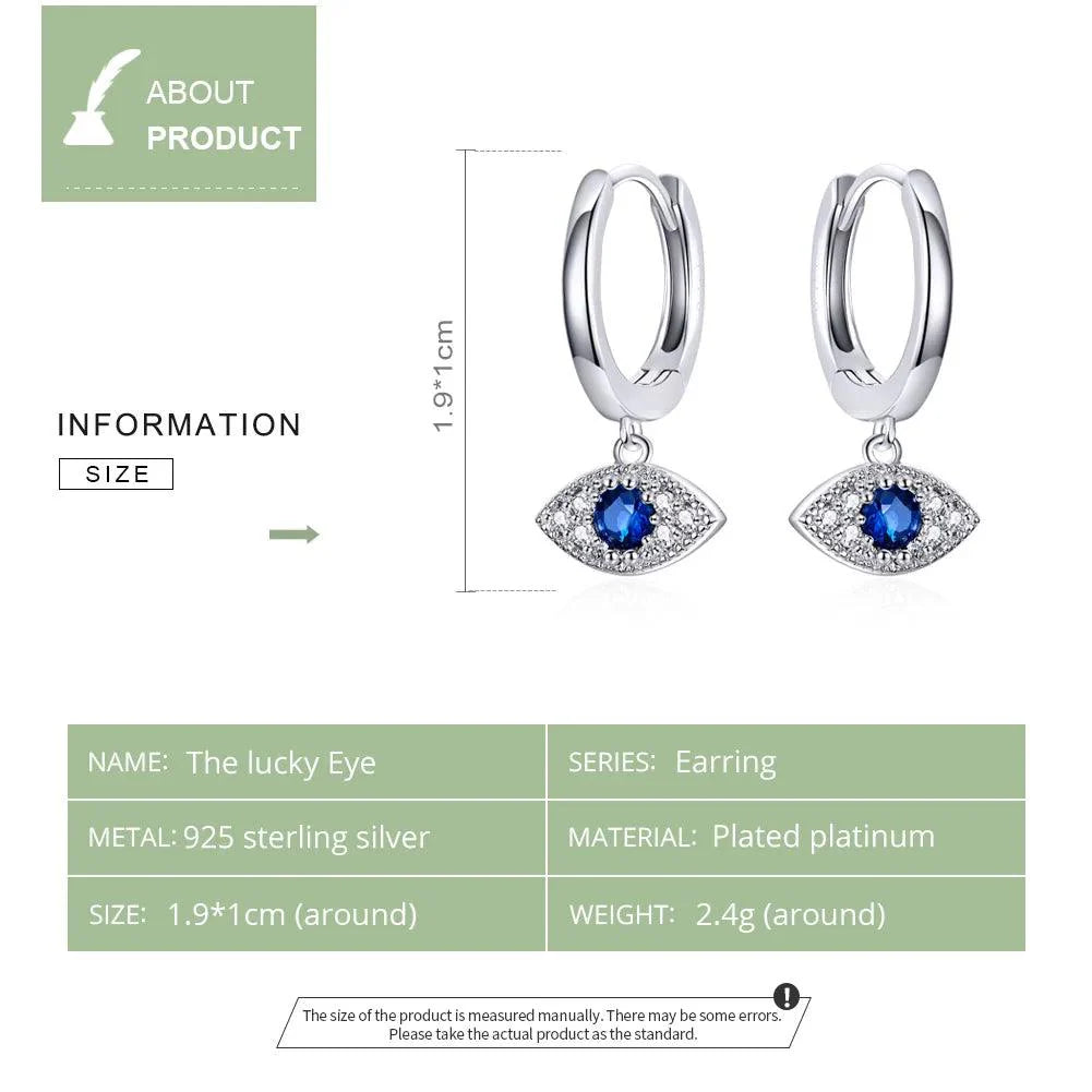 925 Sterling Silver  Earrings Blue Eye