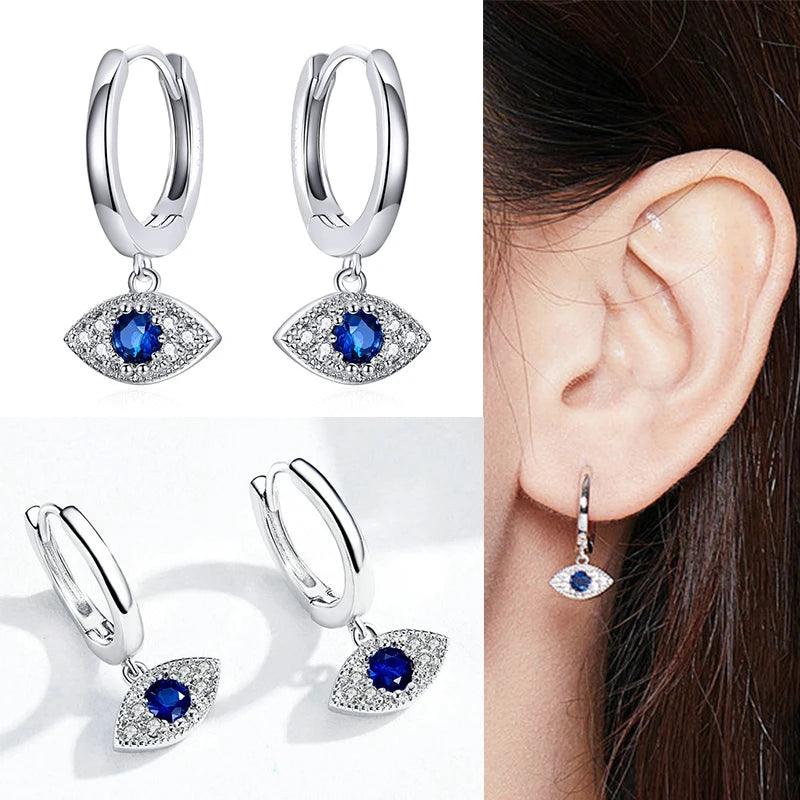 925 Sterling Silver  Earrings Blue Eye