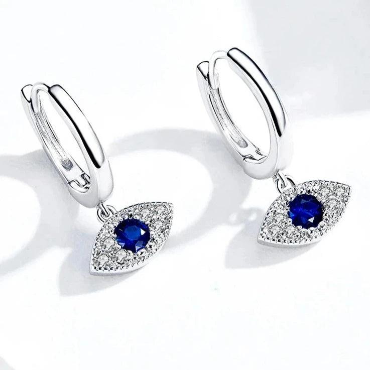 925 Sterling Silver  Earrings Blue Eye