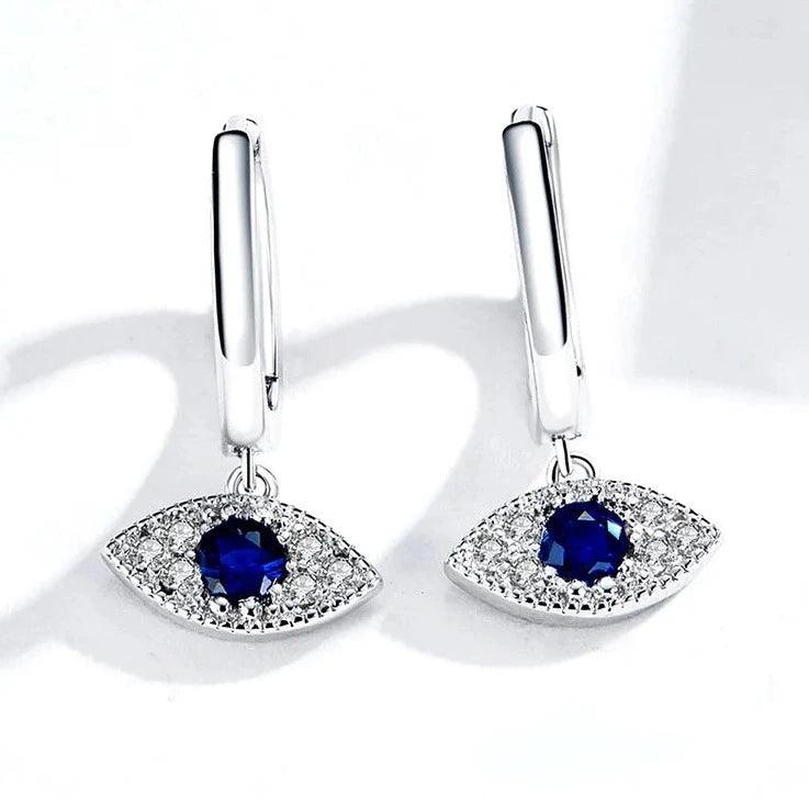 925 Sterling Silver  Earrings Blue Eye