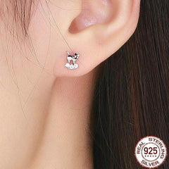 925 Sterling Silver Earrings Crystal Cat