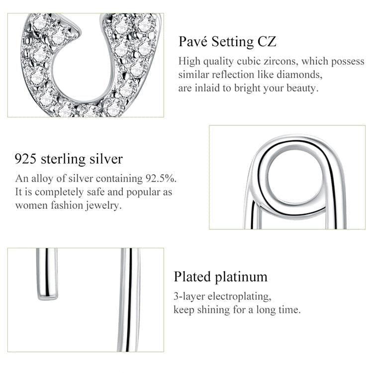 925 Sterling Silver Earrings Love Pin