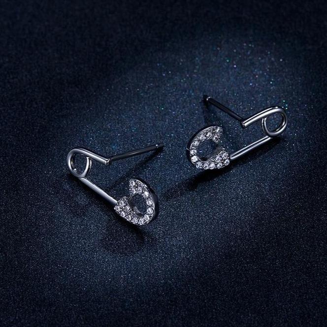 925 Sterling Silver Earrings Love Pin