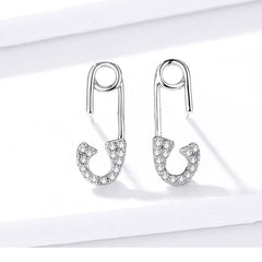 925 Sterling Silver Earrings Love Pin