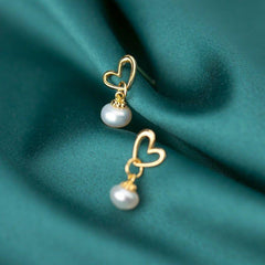 925 Sterling Silver Earrings Sweet Heart Baroque Natural Pearl