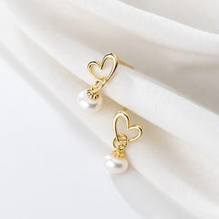 925 Sterling Silver Earrings Sweet Heart Baroque Natural Pearl