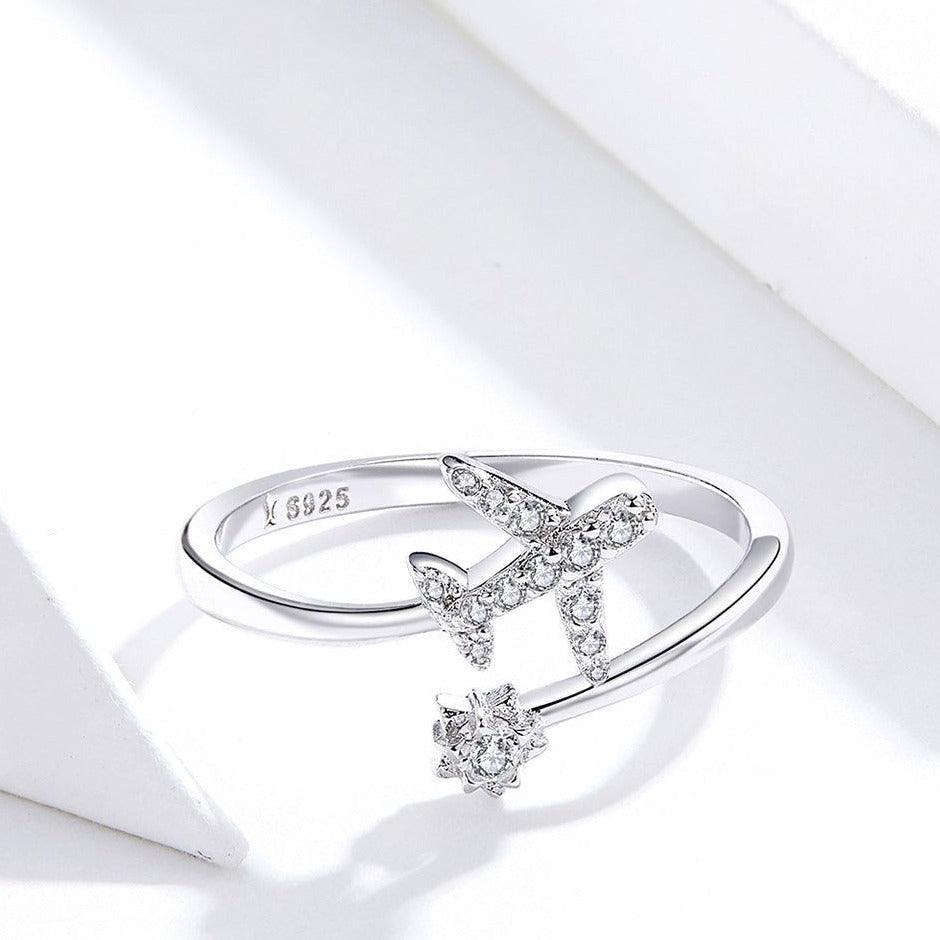 925 Sterling Silver Finger Rings Flying Plane