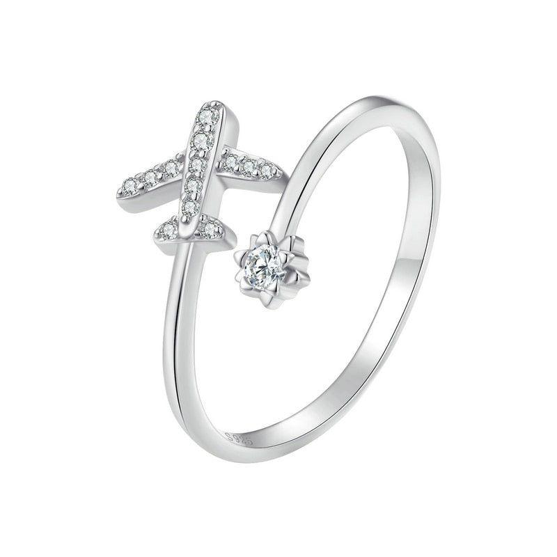 925 Sterling Silver Finger Rings Flying Plane