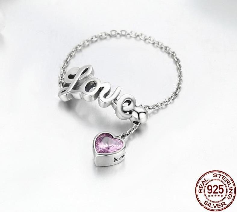 925 Sterling Silver Finger Rings Love Letters