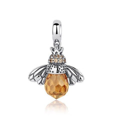 925 Sterling Silver Lovely Orange Bee Pendants Necklace