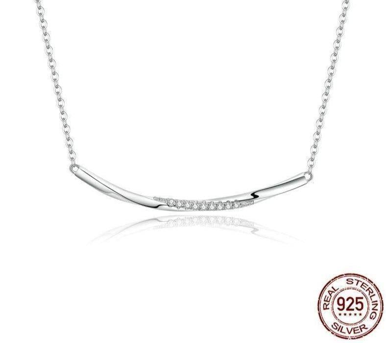 925 Sterling Silver  Necklaces Clear Wave