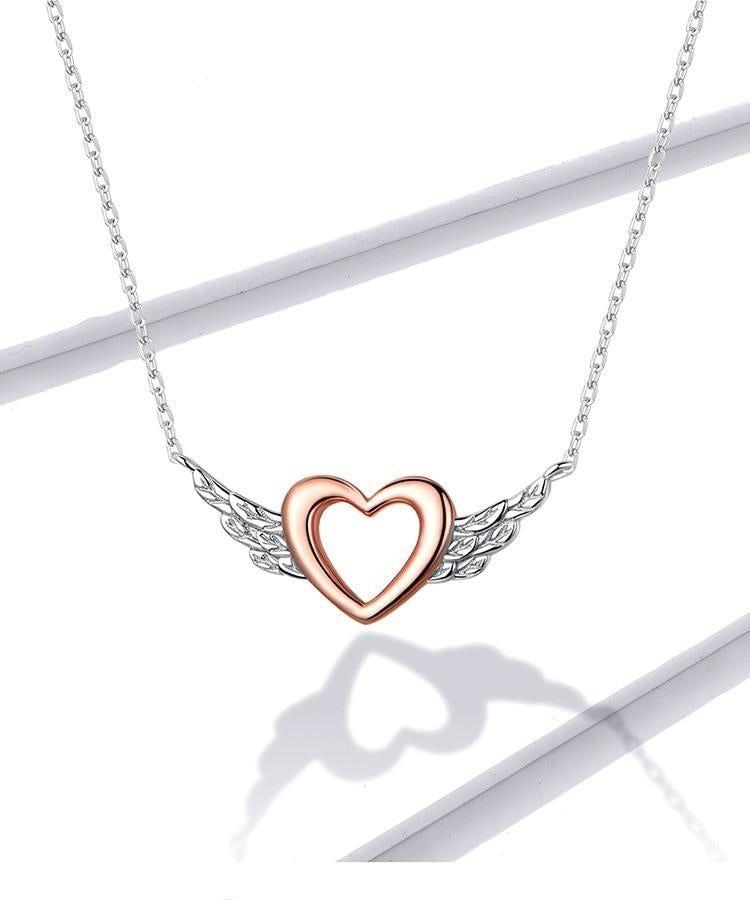 925 Sterling Silver Necklaces Heart with Wings