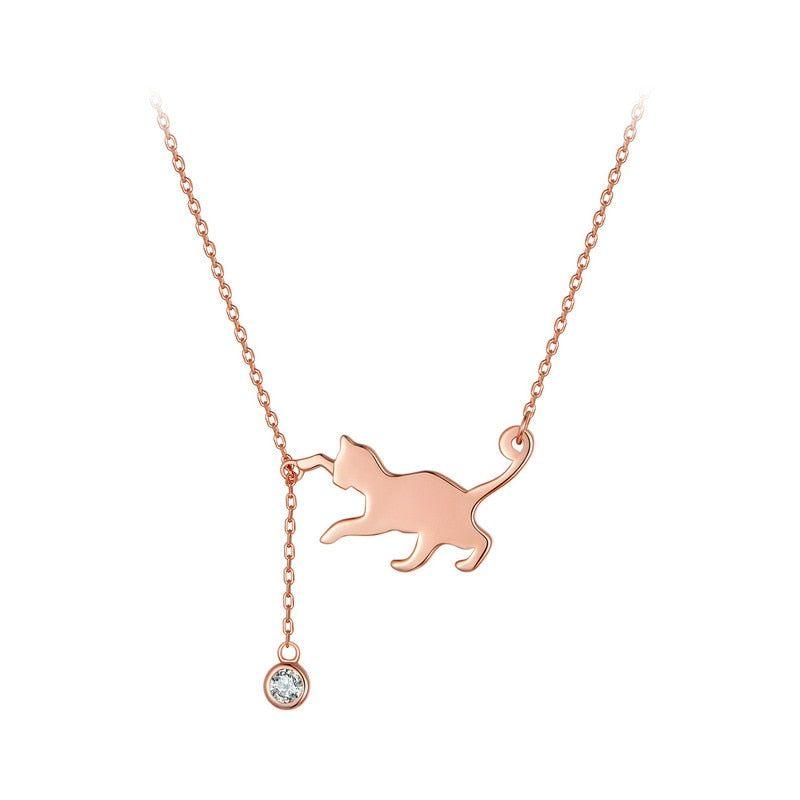 925 Sterling Silver Pussy Cat Pendant Necklace