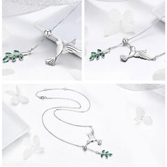 925 Sterling Silver Spring Bird & Tree Pendant Necklace