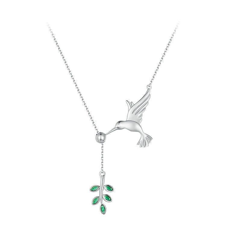 925 Sterling Silver Spring Bird & Tree Pendant Necklace