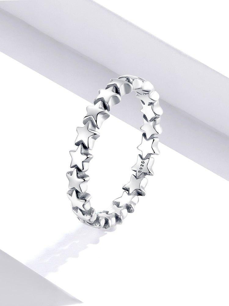 925 Sterling Silver Star Trail Stackable Finger Rings