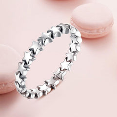 925 Sterling Silver Star Trail Stackable Finger Rings