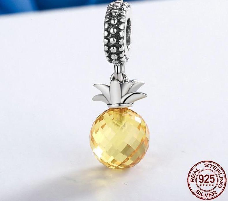 925 Sterling Silver Yellow Crystal Pineapple Pendent