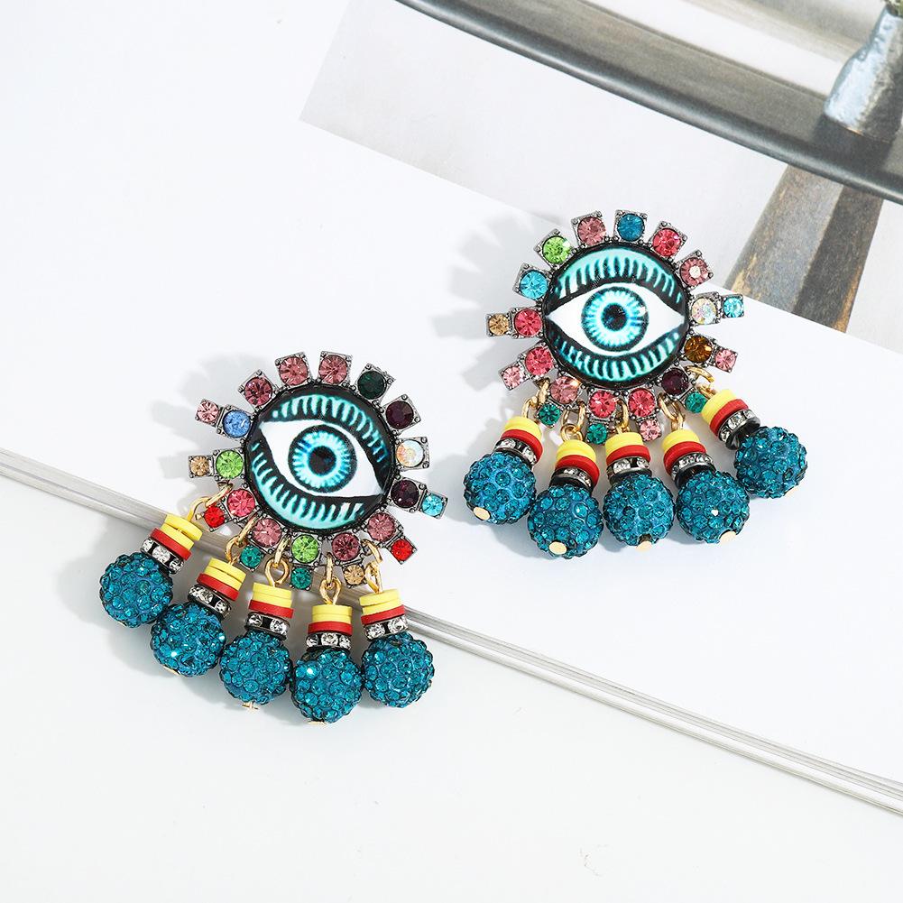 Flaxmaker Devil's Eye Diamond Tassel Earrings