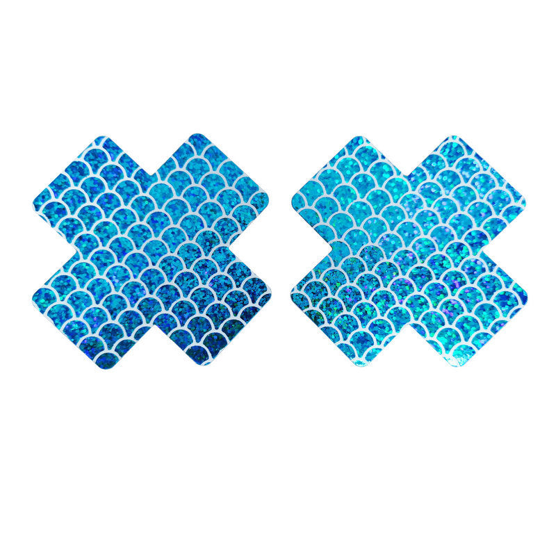 Blue Fish Scales Disposable Chest Stickers