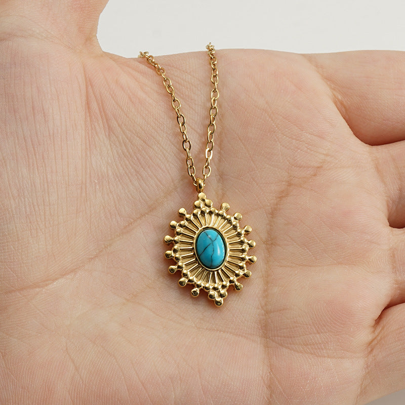 Blue Turquoise Eye Lock Necklace