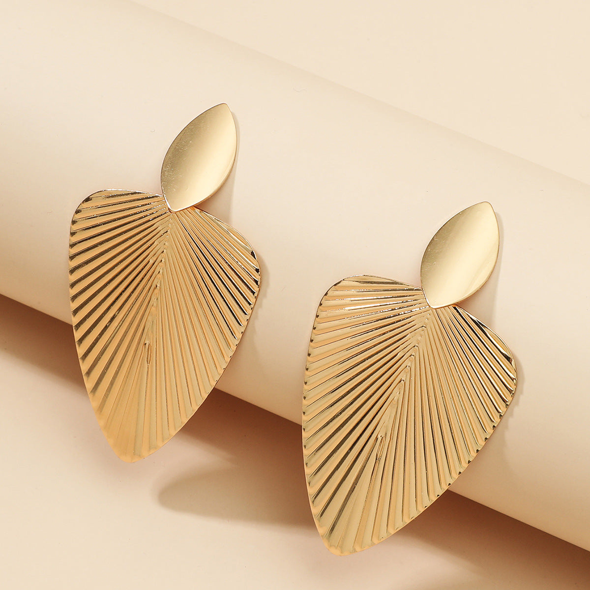 Geometric Metal Leaf Earrings