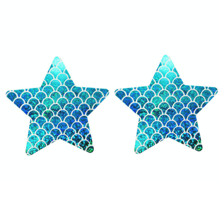 Blue Fish Scales Disposable Chest Stickers