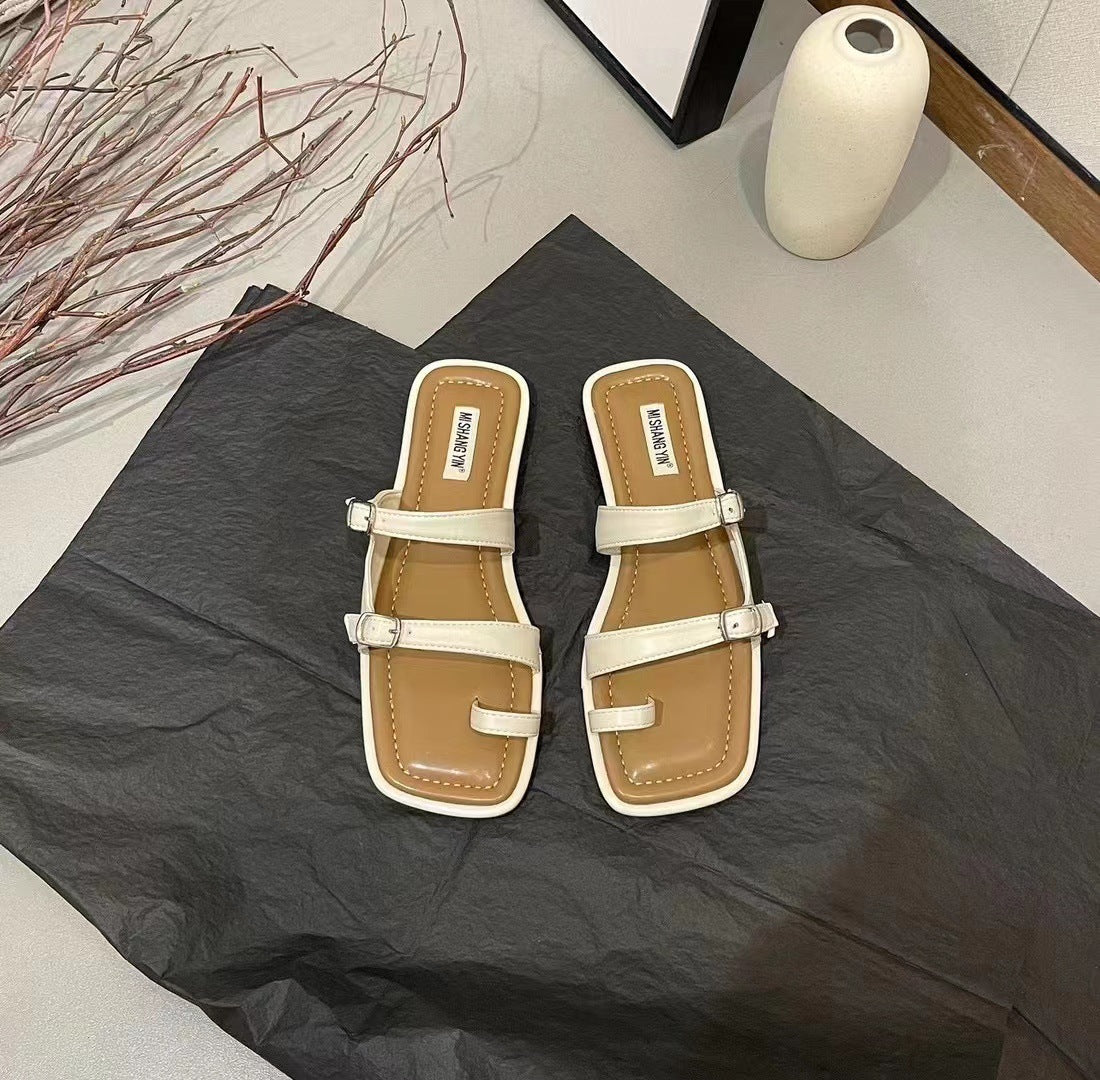 Square Toe Strappy Beach Slippers