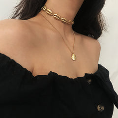 Golden shell multi-layered necklace