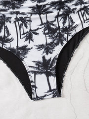 Black Big Ruffle Two Piece Suspender Swimsuit