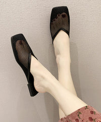 Black Hollow Out Breathable Mesh New Slide Sandals