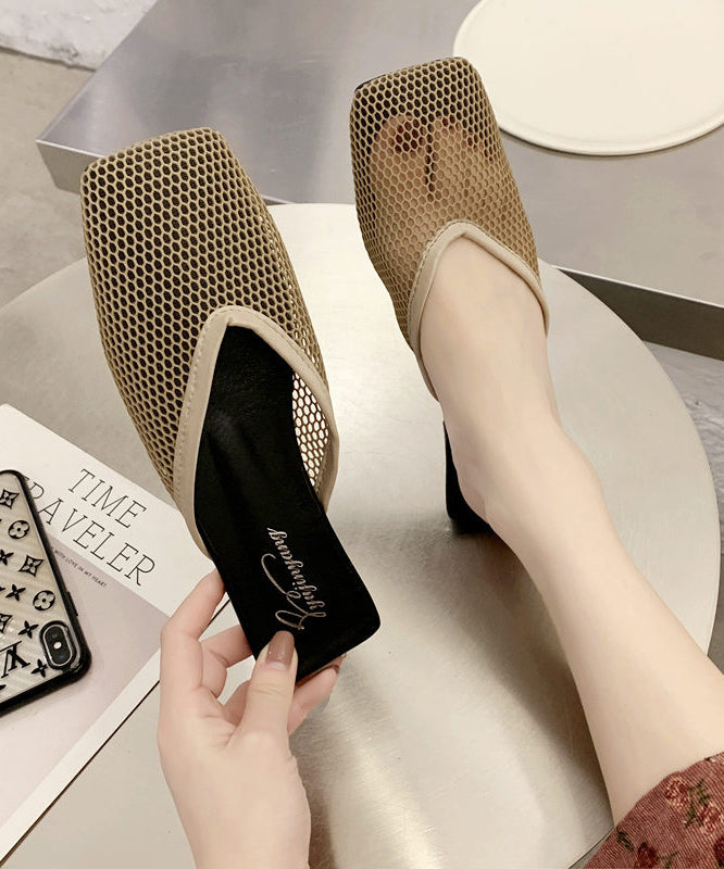 Black Hollow Out Breathable Mesh New Slide Sandals