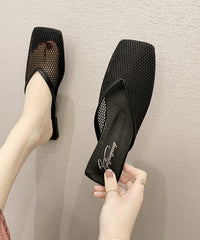 Black Hollow Out Breathable Mesh New Slide Sandals