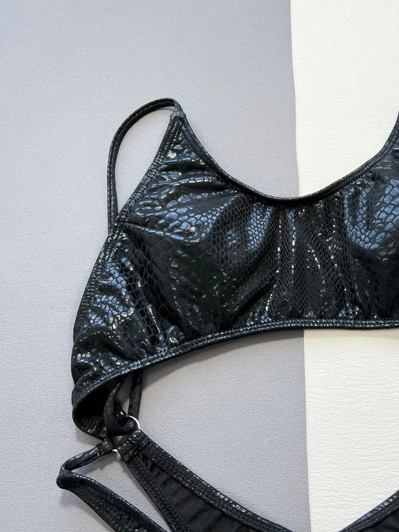 Black Shiny One Piece Swimsuit