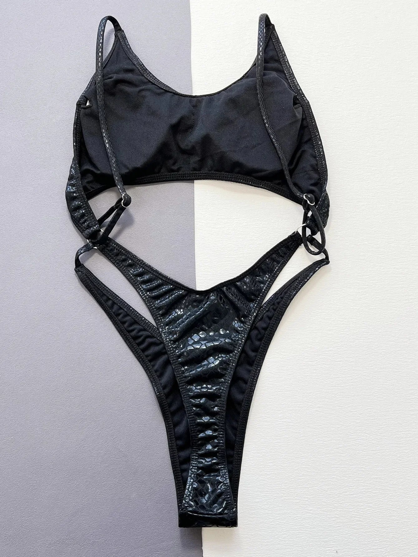 Black Shiny One Piece Swimsuit
