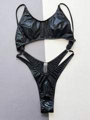 Black Shiny One Piece Swimsuit