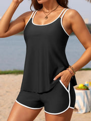 Black White Patchwork Tankini Set