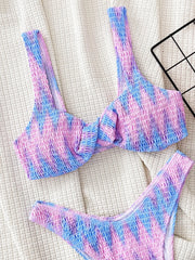 Blue Pink Tie Dye Printed Swimsuit