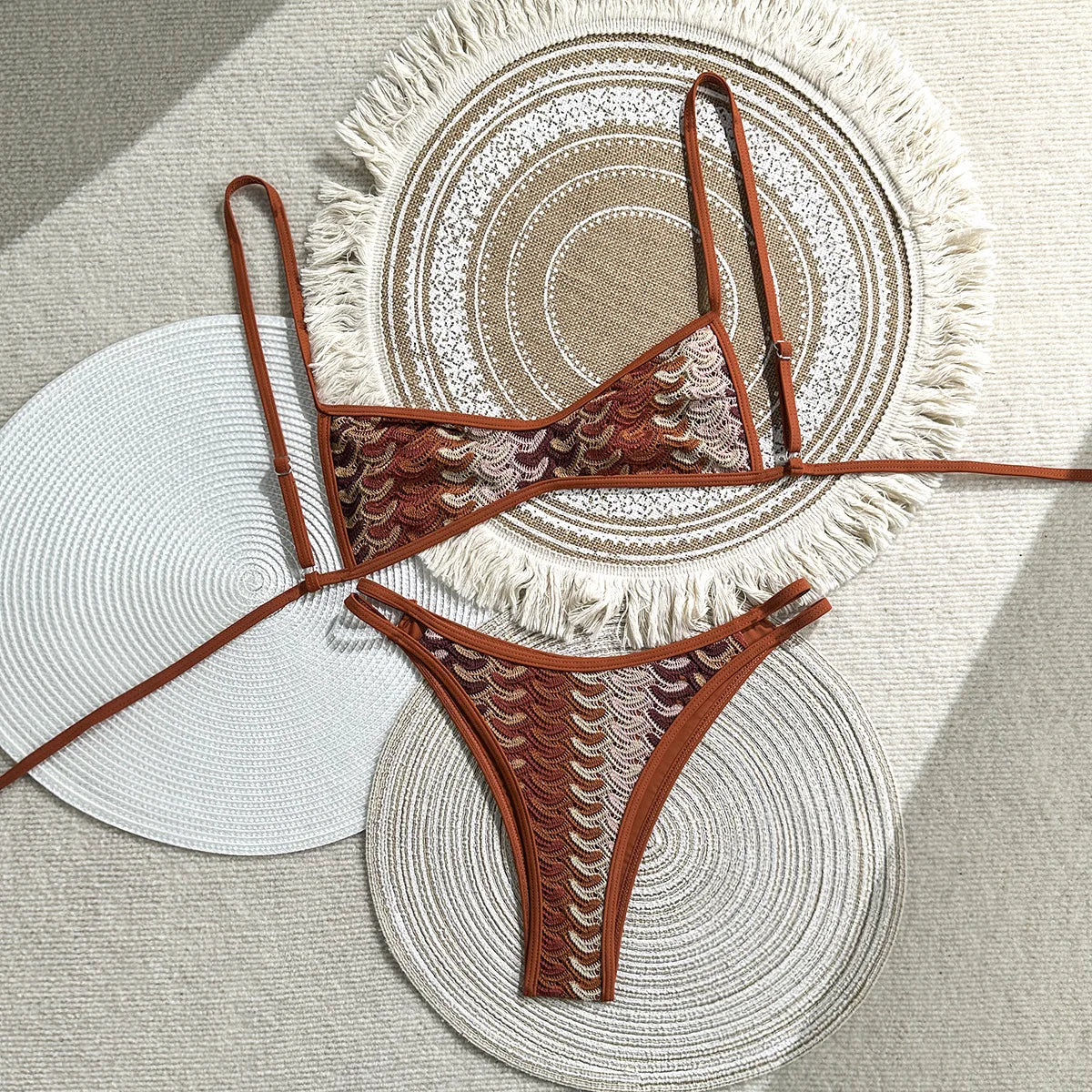 Bohemian Multicolor Crochet Bikini Set