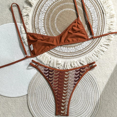 Bohemian Multicolor Crochet Bikini Set