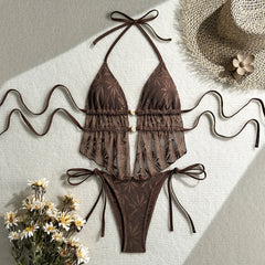Boho Openwork Knit Bikinis Set