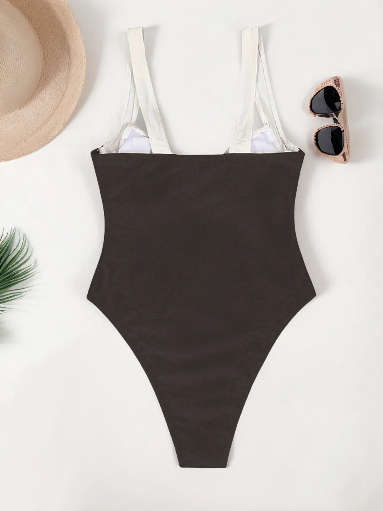 European and American Patchwork Fashion Conservative Belly Conceal One-Piece Swimsuit