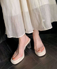 Apricot Clear Chunky Heel Slide Sandals