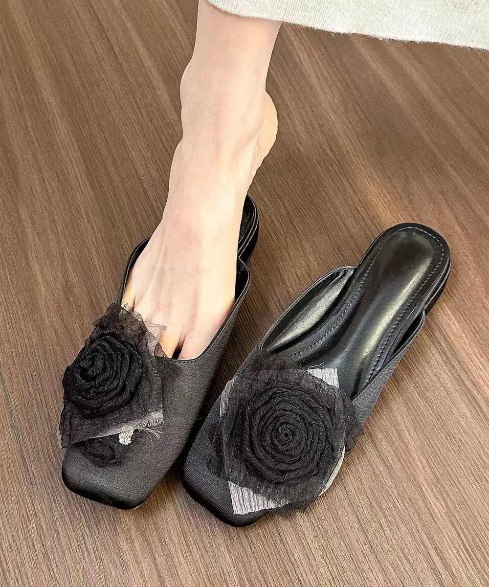 Light Purple Floral Splicing Slide Sandals