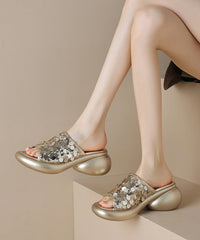 Sequins Platform Silver Breathable Mesh Slide Sandals