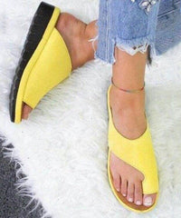 Yellow Faux Leather Splicing Peep Toe Slide Sandals