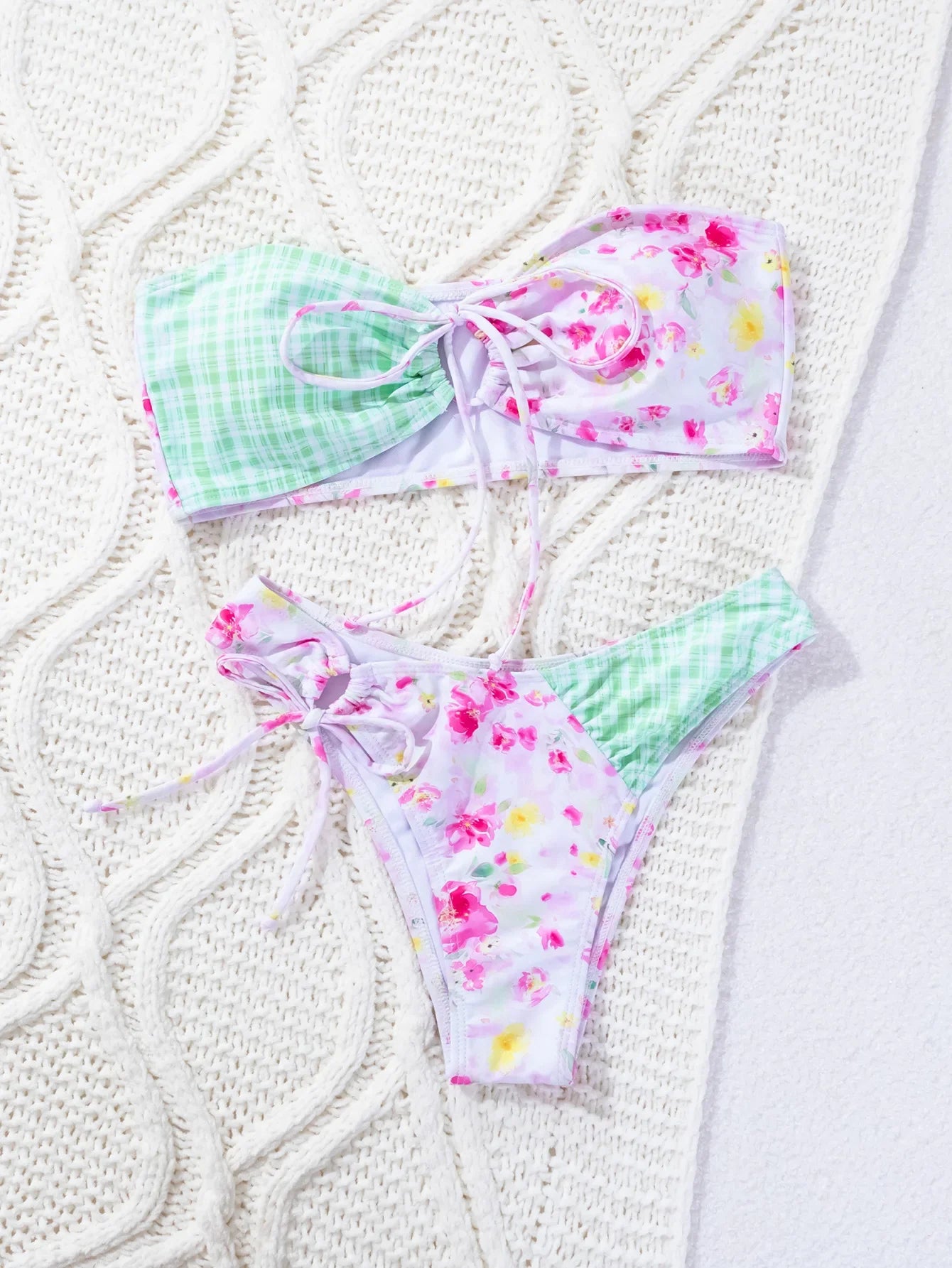 Flower Print Two Piece Swimsuit