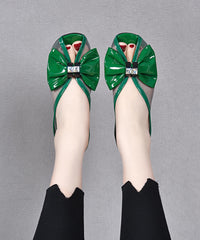 Green Chunky Tulle Bow Splicing Slide Sandals